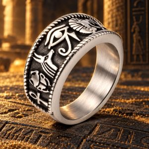 Anneau Folklore Egyptien - Symboles et Hiéroglyphes