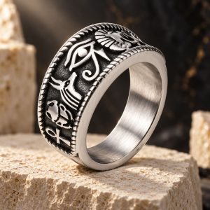 Anneau Folklore Egyptien - Symboles et Hiéroglyphes