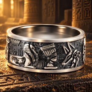 Bague Argent Egypte - Anubis, Néfertiti & Sphinx