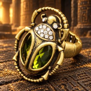 Bague Egyptienne Scarabée - Joyau Vert