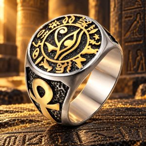 Bague Œil d'Horus et Symboles Egyptiens