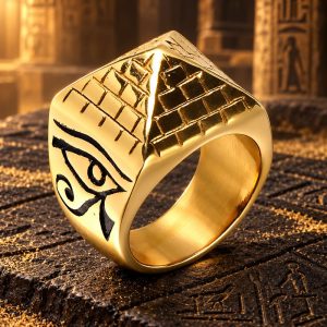 Bague Pyramide Dorée & Œil d'Horus