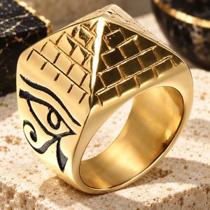 Bague Pyramide Dorée & Œil d’Horus