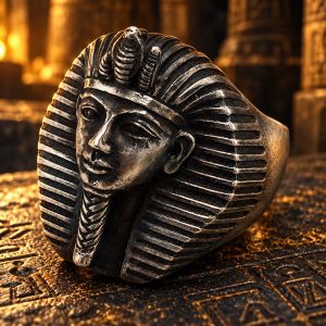 Bague Tête de Pharaon Argentée 3D