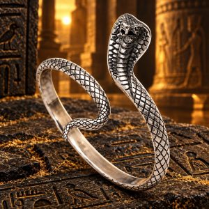 Bracelet Ajustable Egyptien Serpent - Cobra Royal Argenté