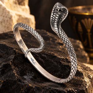 Bracelet Ajustable Egyptien Serpent - Cobra Royal Argenté