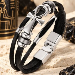 Bracelet Croix de Vie Cuir