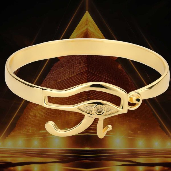 Bracelet Ancien Égypte Plaqué Or - Cartouche, œil D'Horus, Ankh, Néfertiti, Scarabée