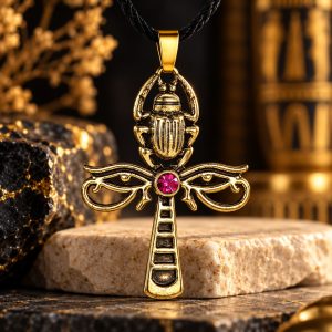 Collier Egypte Antique - Croix de Vie, Horus & Scarabée