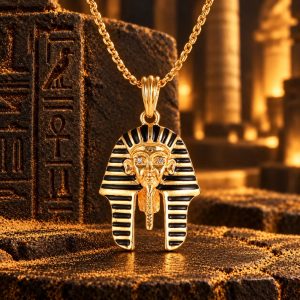 Collier Egyptien Tête de Pharaon - Yeux Incrustés