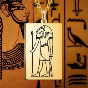 Collier Plaque Dorée - Dieu du Soleil Egyptien
