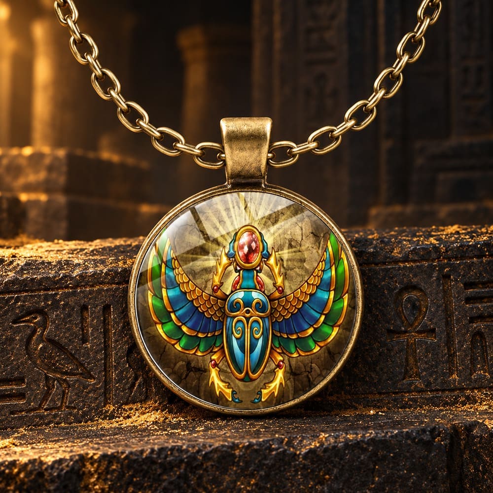 Collier Rond Symbole Egyptien - Scarabée Divin