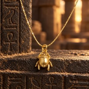 Collier Scarabée Egyptien Femme Doré