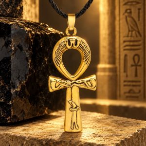 Pendentif Ankh 3D Doré