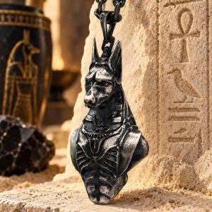 Pendentif Buste Argenté d'Anubis