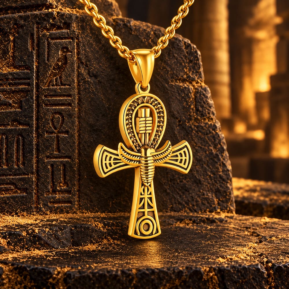 Pendentif Croix de Vie & Scarabée