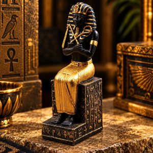 Statuette Pharaon Egyptien – Noir et Doré