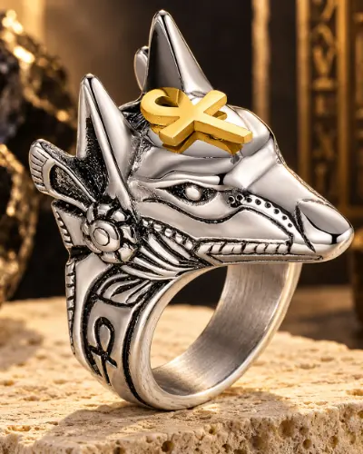 Bague égyptienne tête d’Anubis