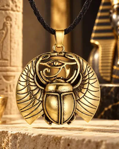 Pendentif scarabée égyptien doré